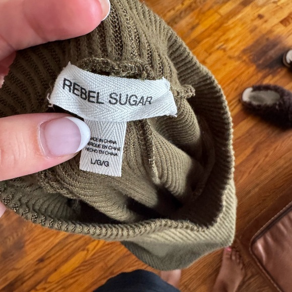 Olive Ribbed Knit Dress - Picture 2 of 2